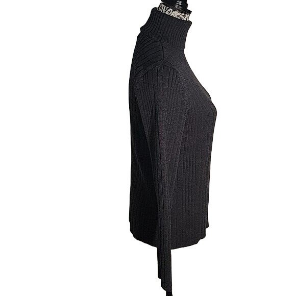 CALVIN KLEIN‎ Women's Ribbed Turtleneck S Grey Winter Warm Casual Academia - Picture 5 of 6